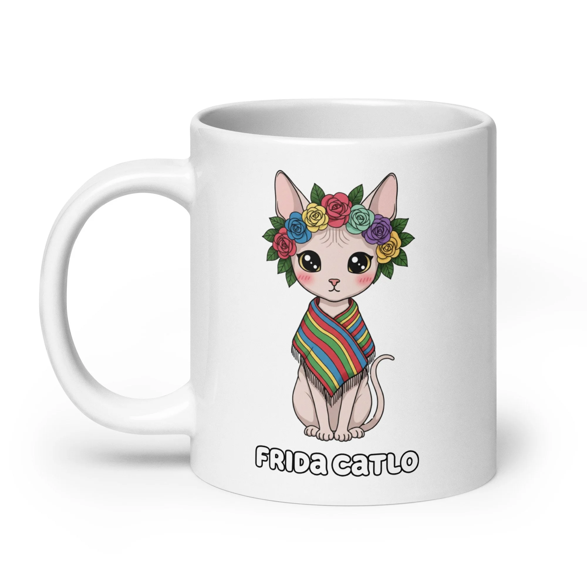 Art Friends™: Frida Catlo "Viva La Vida" White Glossy Mug
