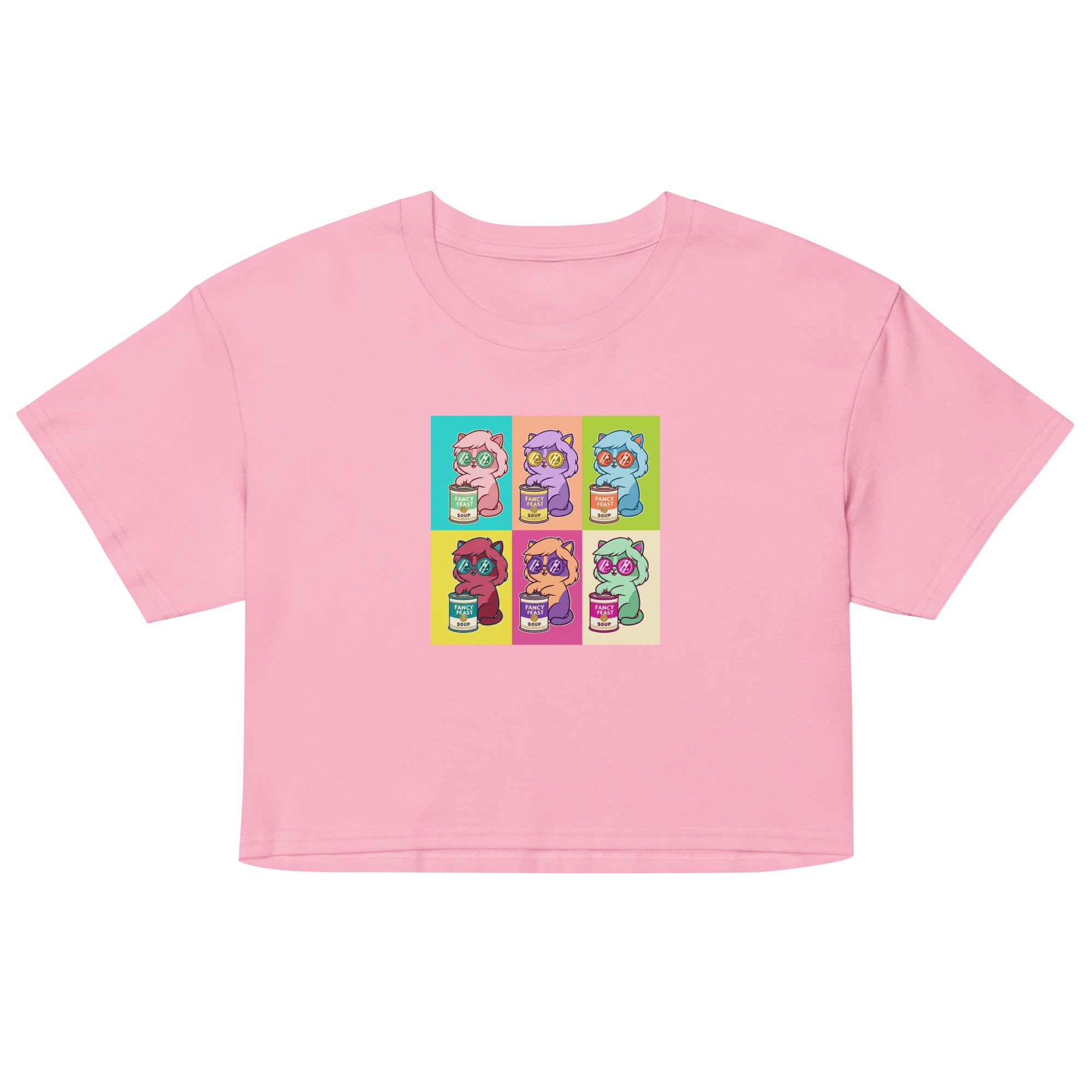 Art Friends™: Andy Purrhol "Multicolor Fancy Feast" Women's Crop Top