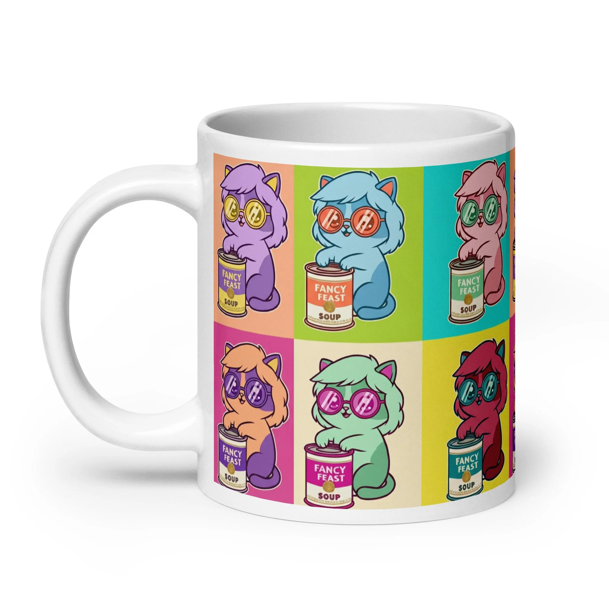 Art Friends™: Andy Purrhol "Fancy Feast Soup" White Glossy Mug