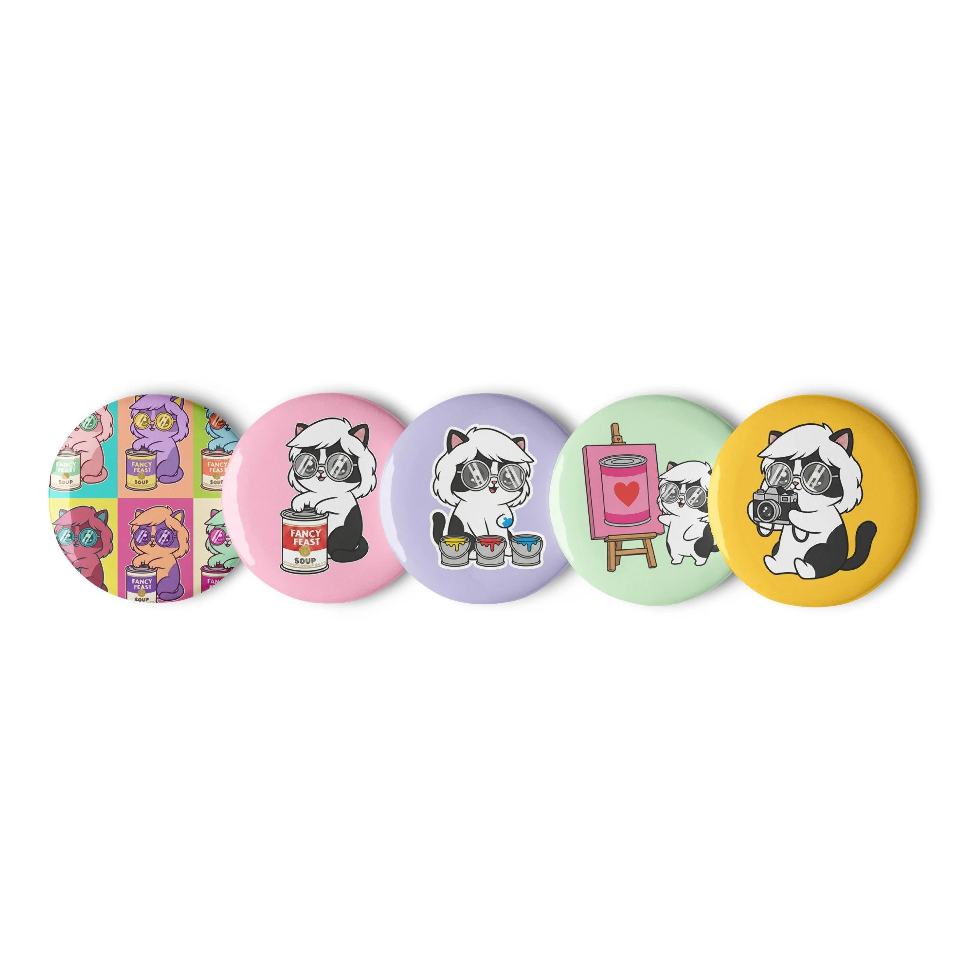 Art Friends™: The Andy Purrhol Pop Art Pin Button Set (5-Piece)