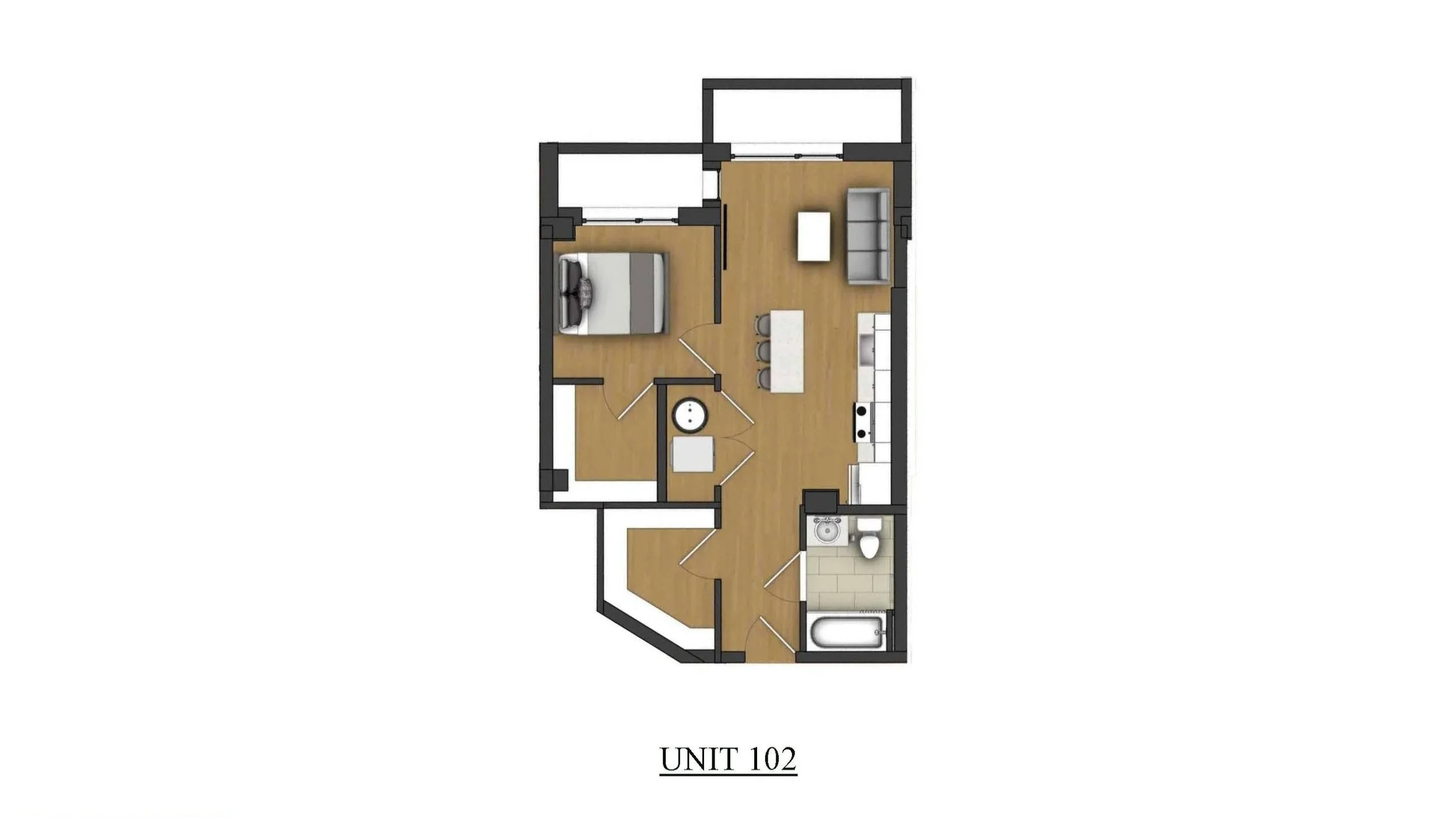 Units 102, 202, 302, 402, 502