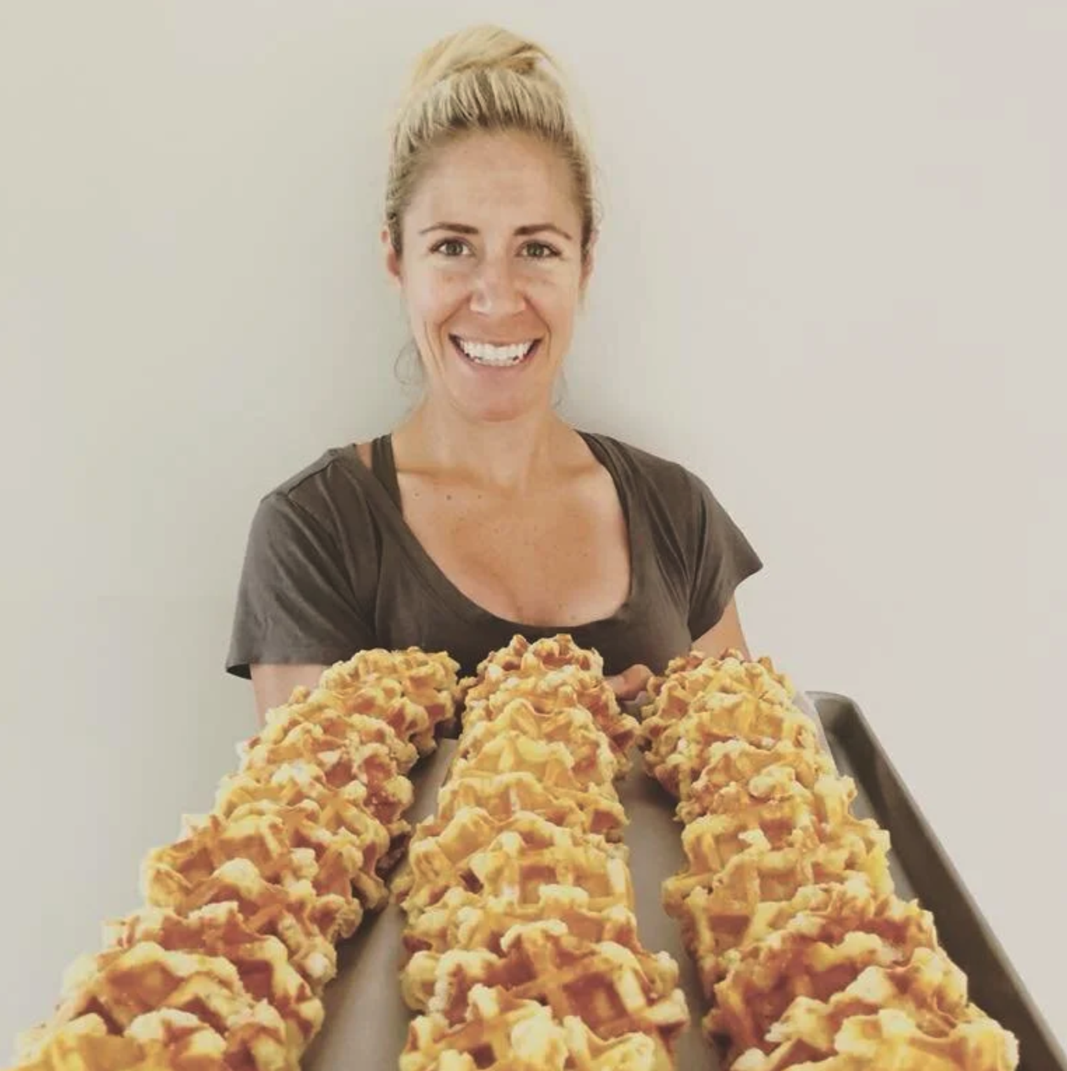Ilke Sappo baking waffles for the Belgian Princess Waffles. The Belgian Princess Waffles story