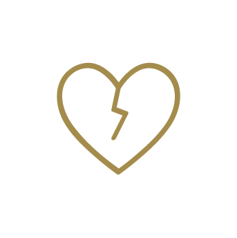 Line drawing of a broken heart