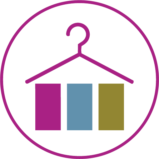 Clothing hanger icon representing wardrobe guidance and simplified shopping through personal color consultation in Fairfax VA