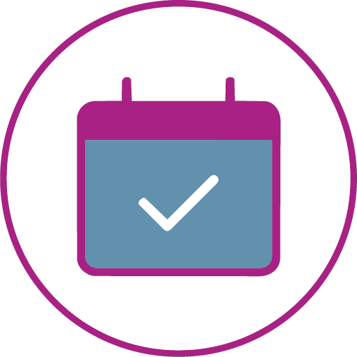 Calendar icon representing color analysis as a one time investment with results that guide your color choices for years to come