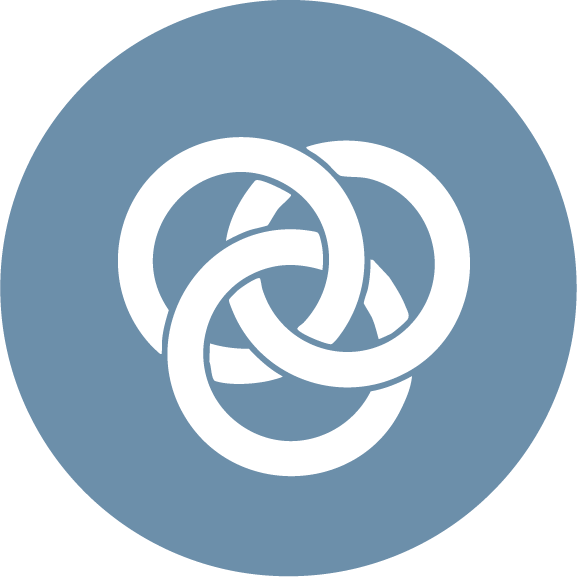 Icon of a tangled white rope on a blue circular background.