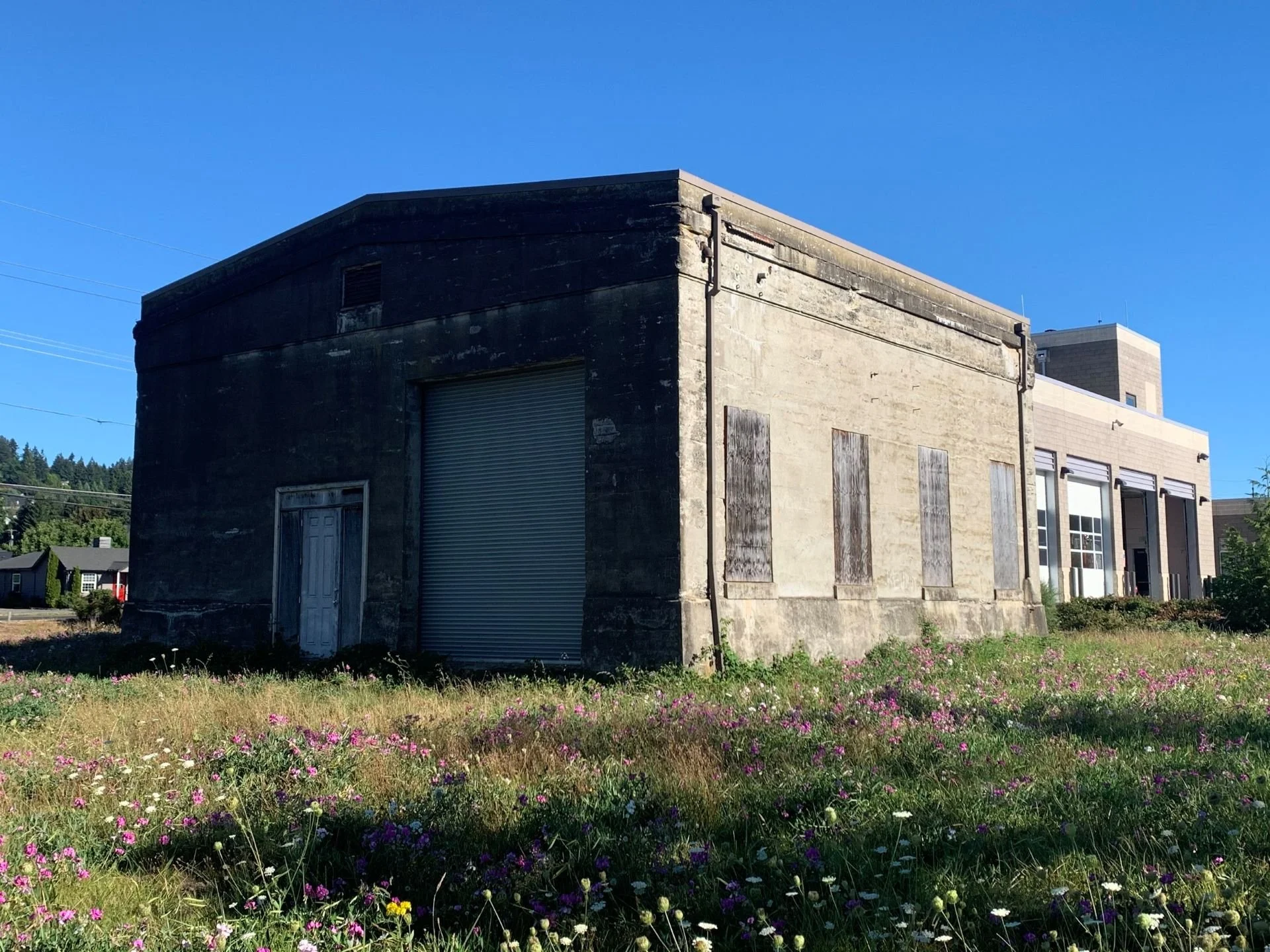 Oregon Hills Distillery Exterior Before Photo Flowers.JPG