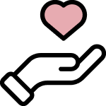 Icon showing an open hand and a heart