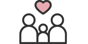 Icon of two parents and a child with a heart