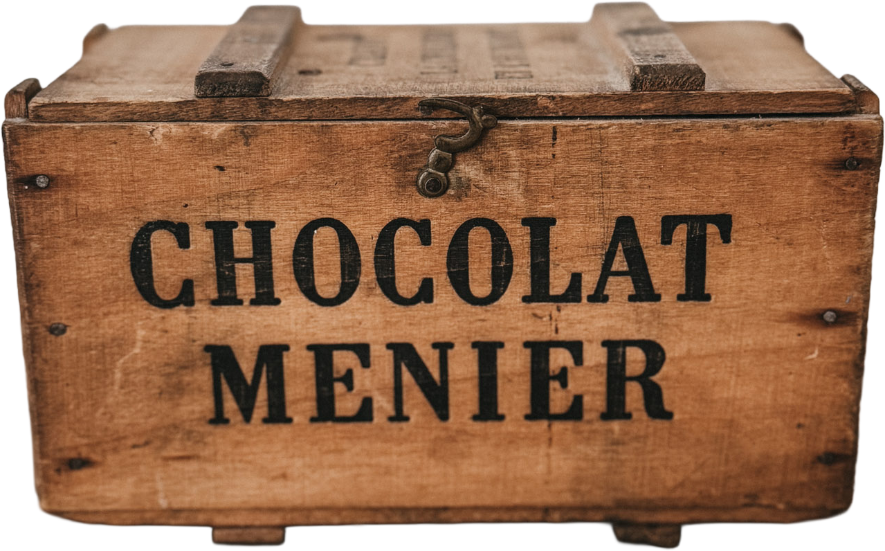 Antique French Chocolat Menier Wooden Crate