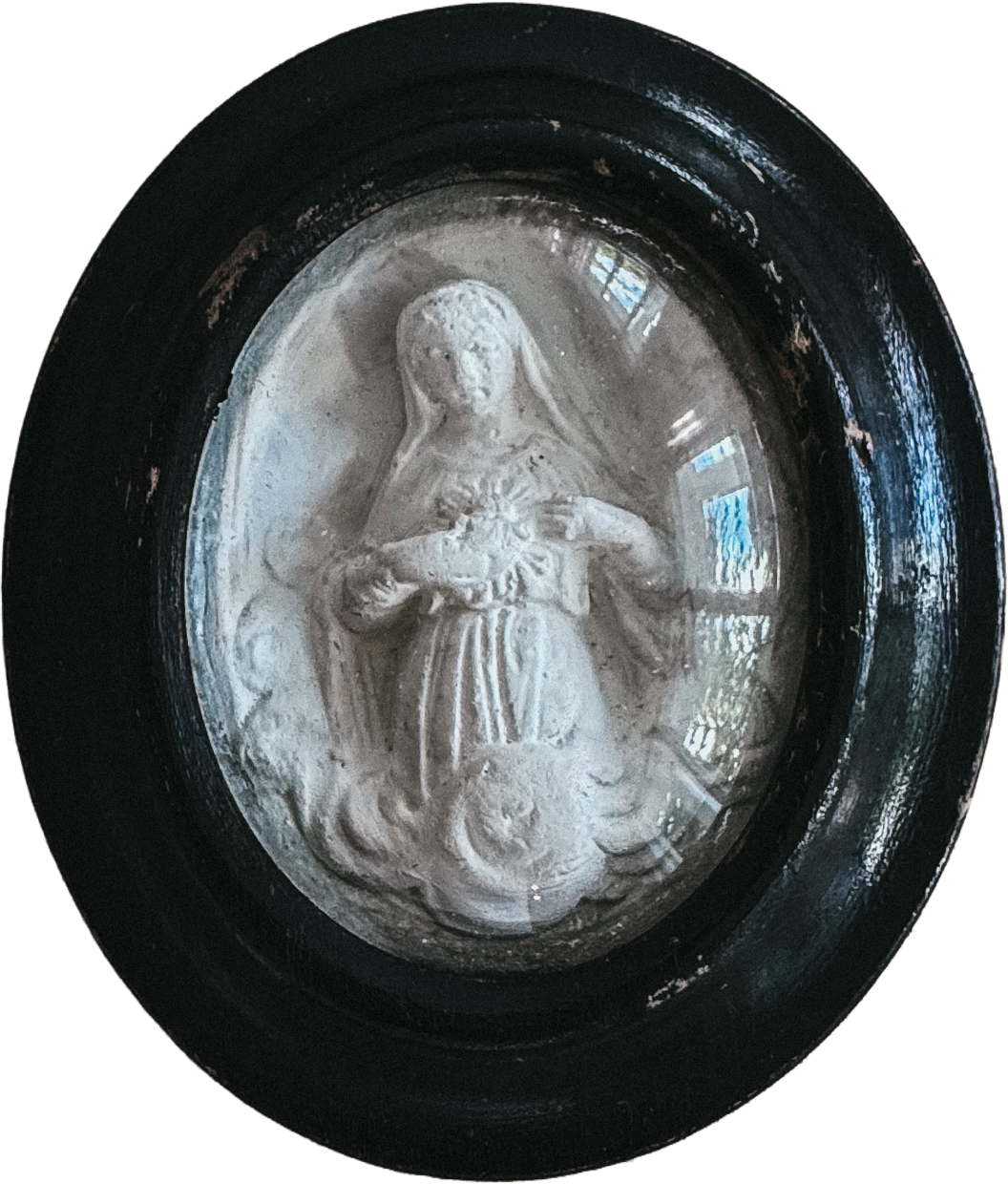 French Framed Madonna Plaster Relief