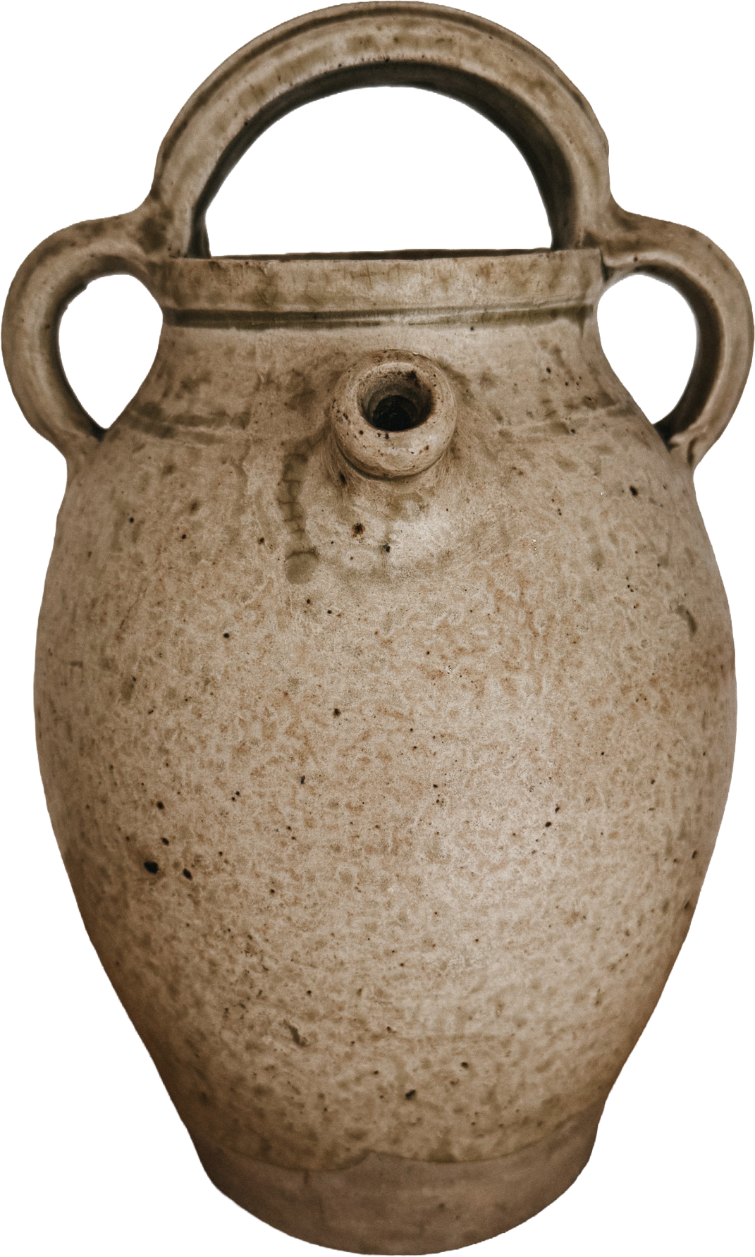 French Stoneware Confit Pot with Triple Handles