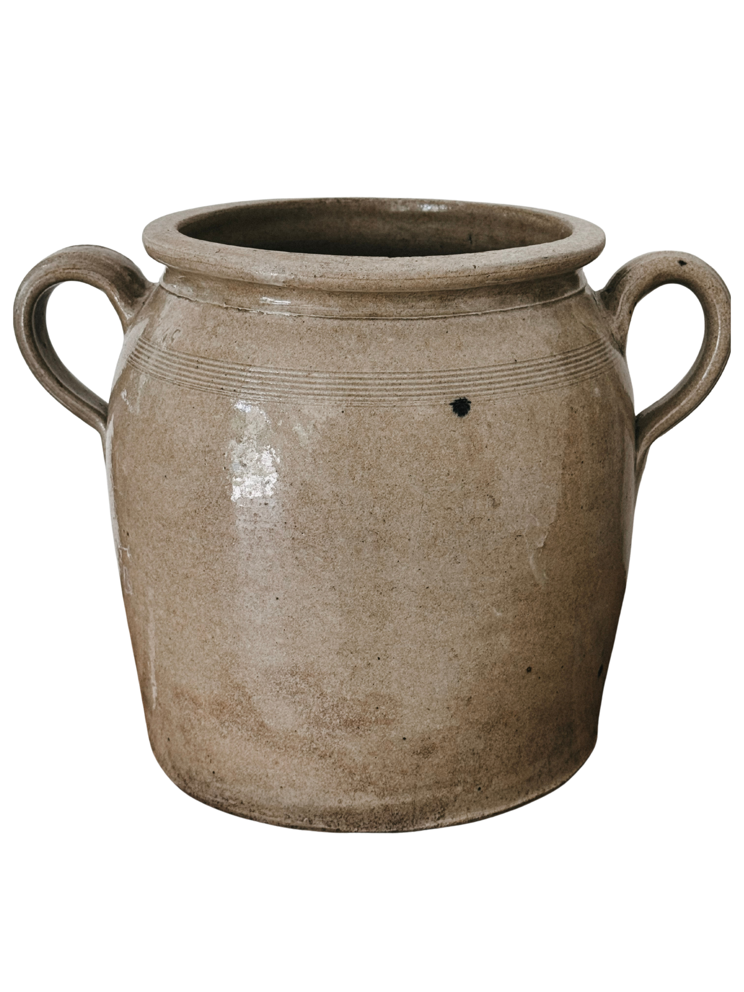 Vintage French Stoneware Confit Jar with Loop Handles