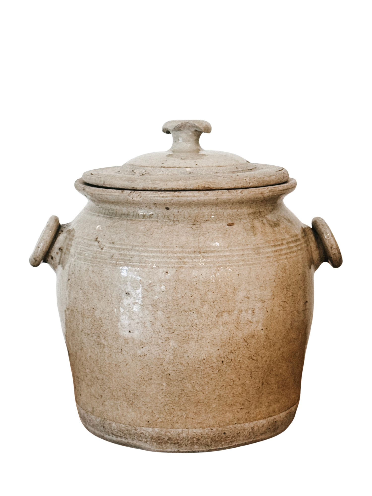 Antique French Lidded Stoneware Confit Pot