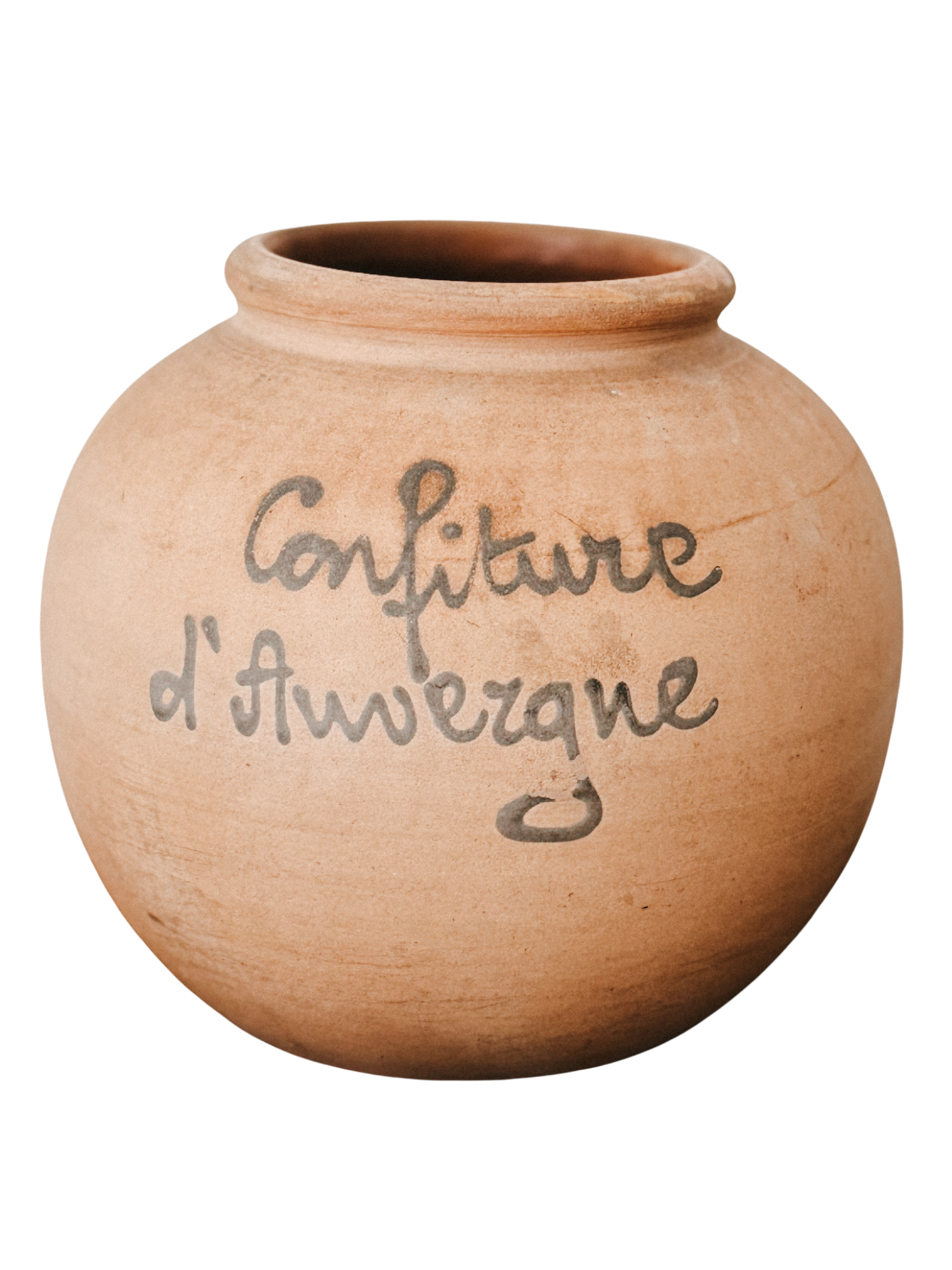 Vintage French Confiture d’Auvergne Terracotta Jam Pot
