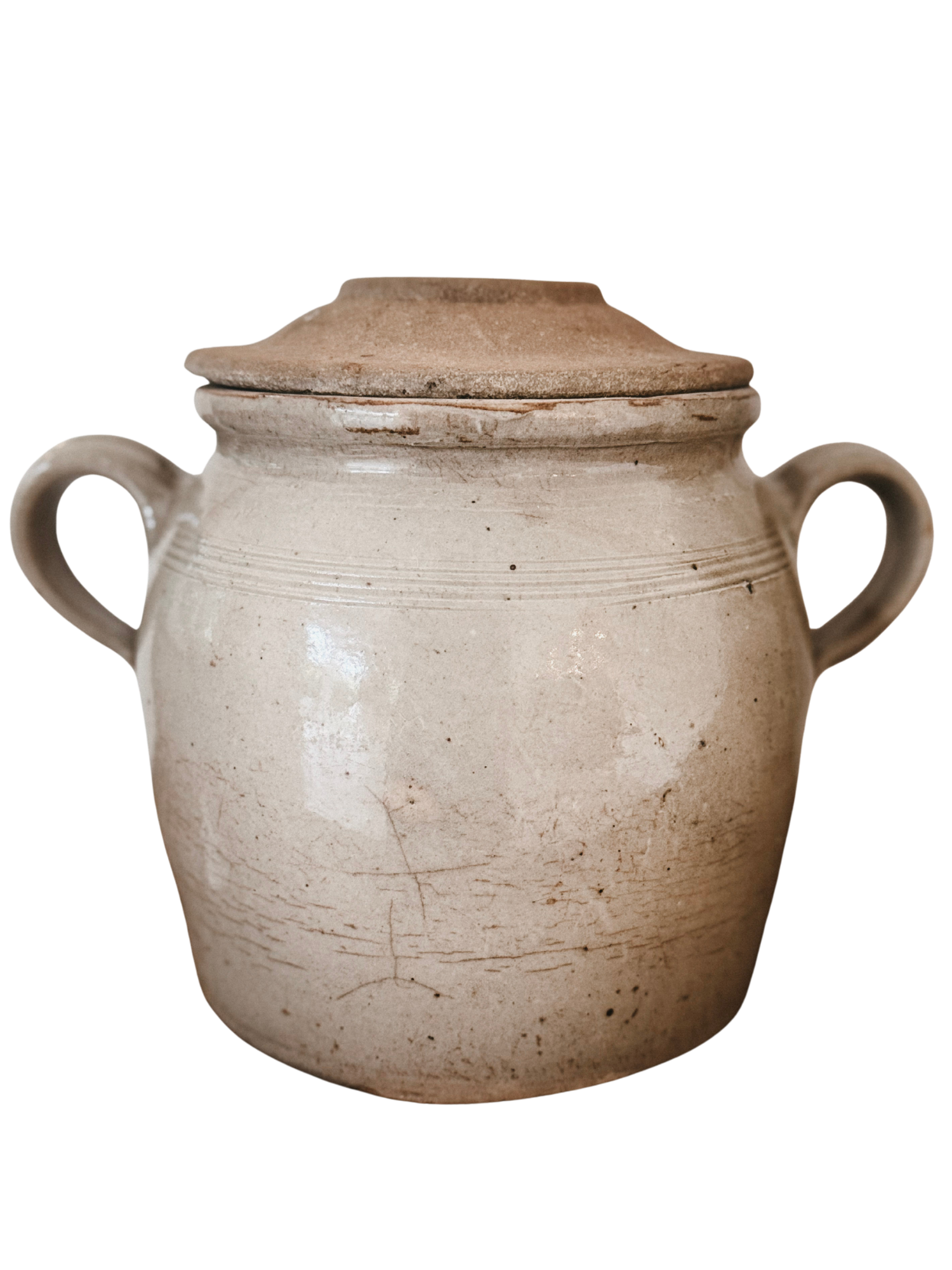 Vinatge French Lidded Stoneware Confit Pot