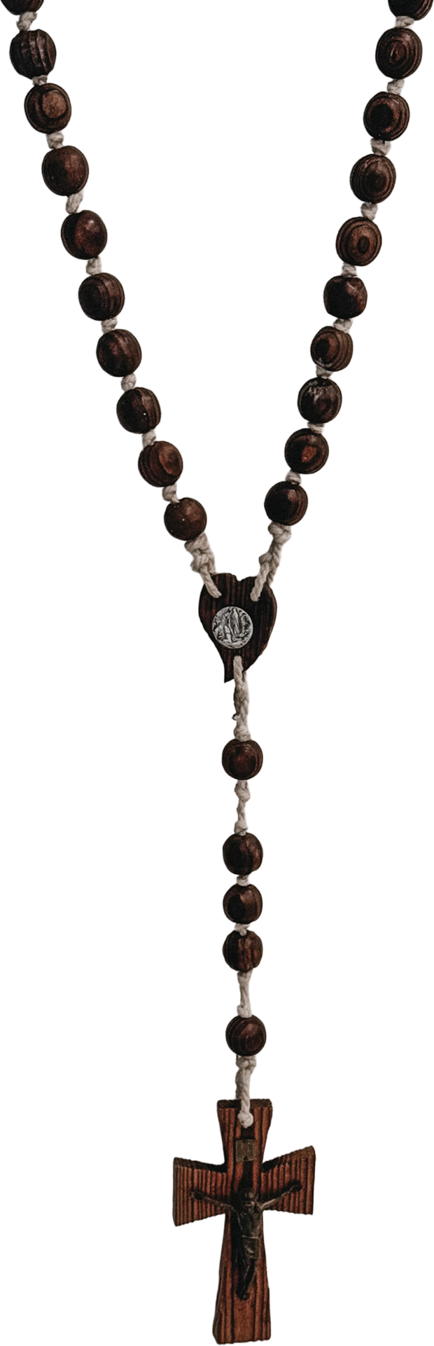 Antique French Wooden Rosary with Carved Crucifix
