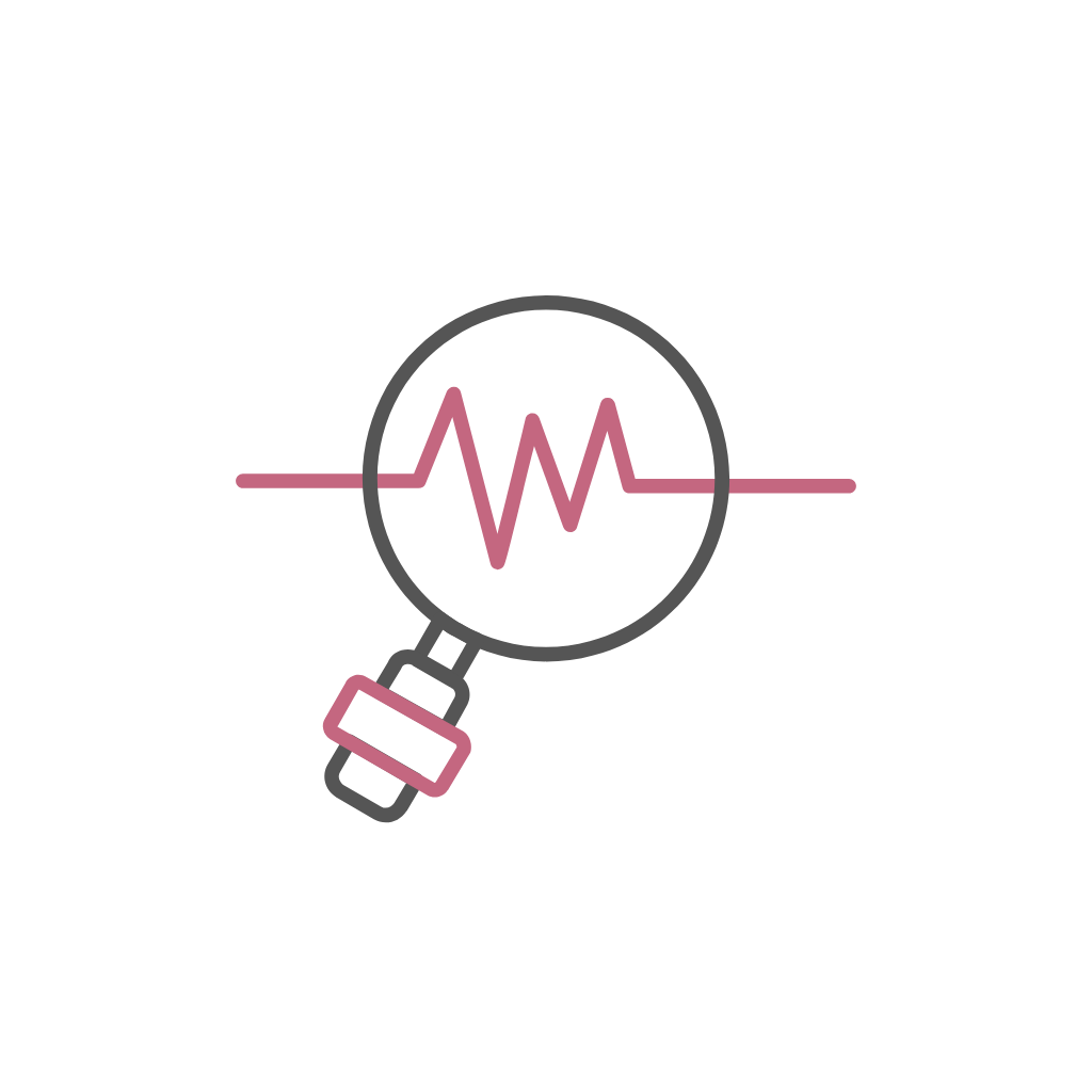 image of magnifying glass looking through a line of data
