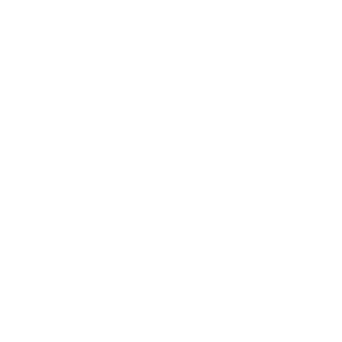 Line drawing of a stylized flower with leaves on a black background.