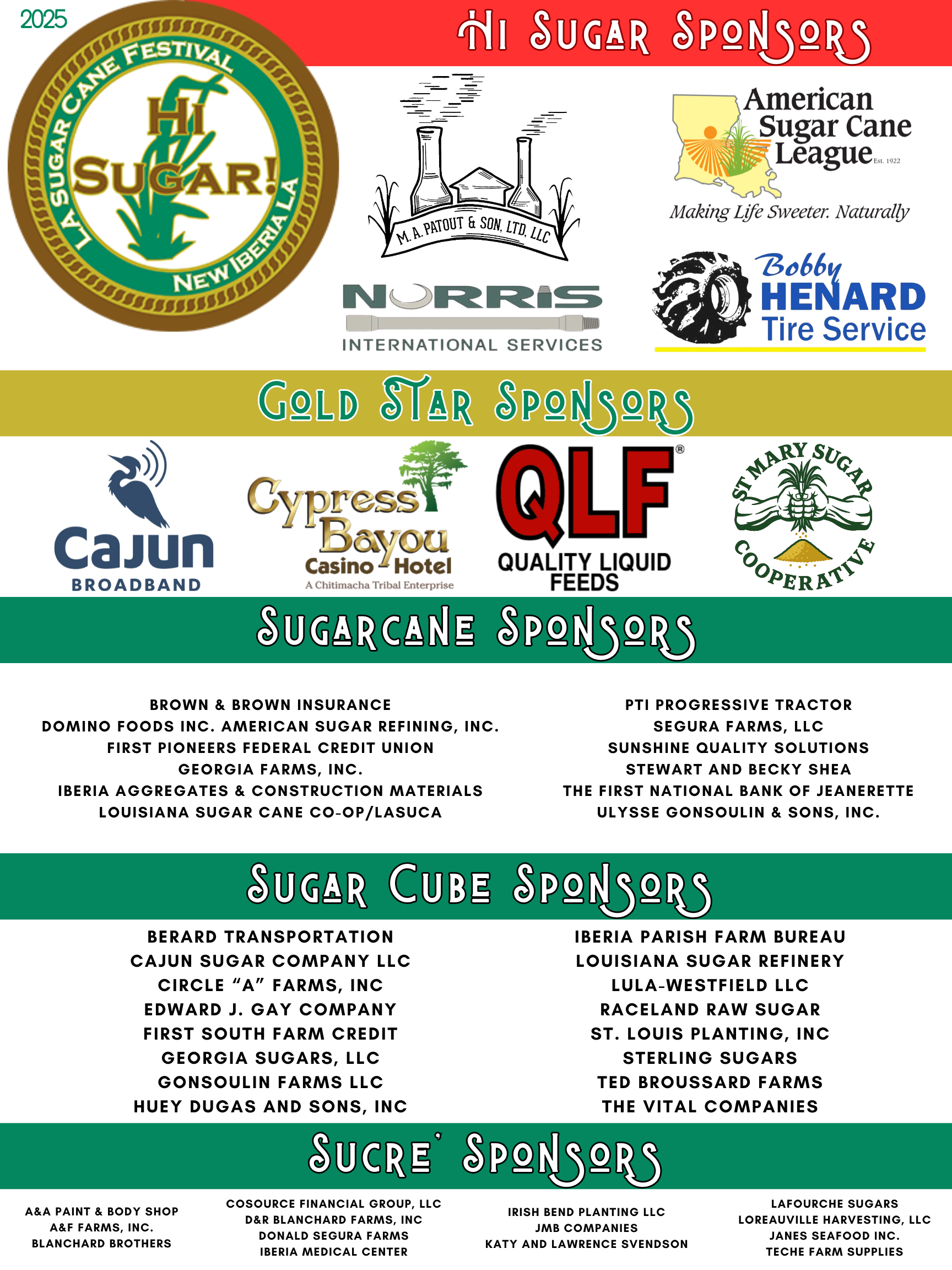 Louisiana Sugar Cane Festival Sponsors