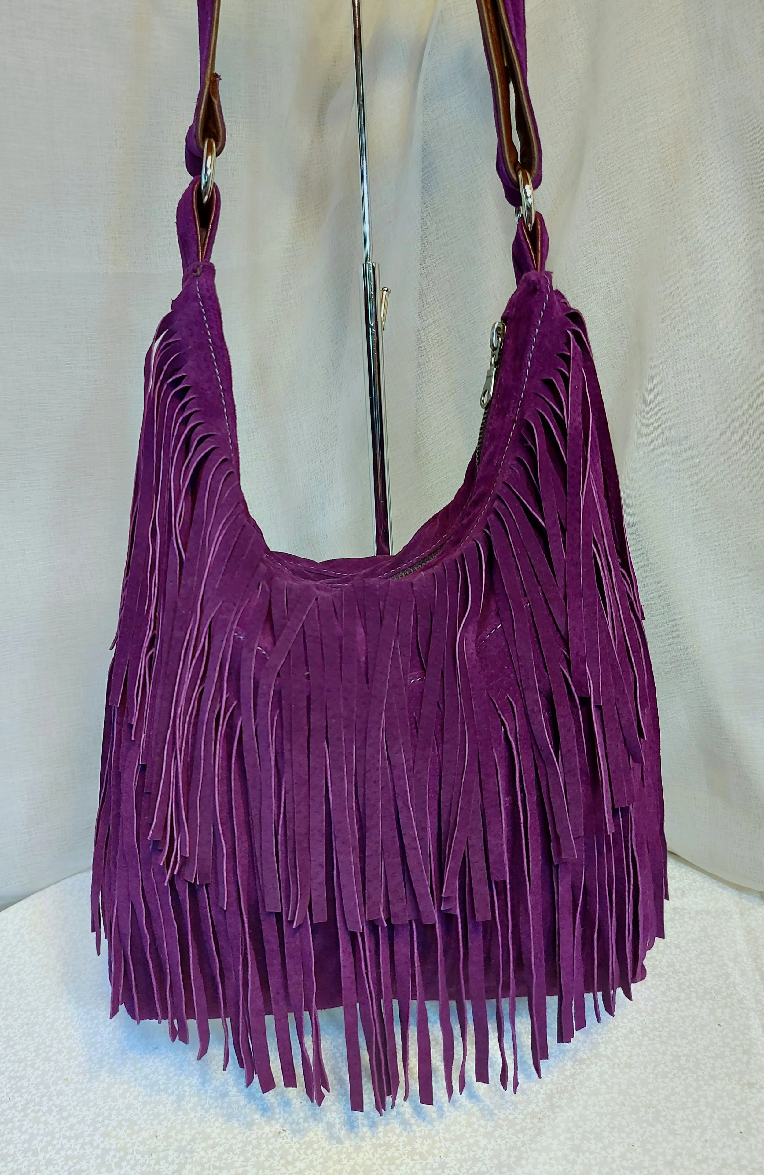 Eco-Chic Suede Fringe Bag