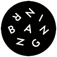 Bokstäverna B, R, A, N, N, I, N, G huller om buller i en liten fin rund symbol mot en svart bakgrund.