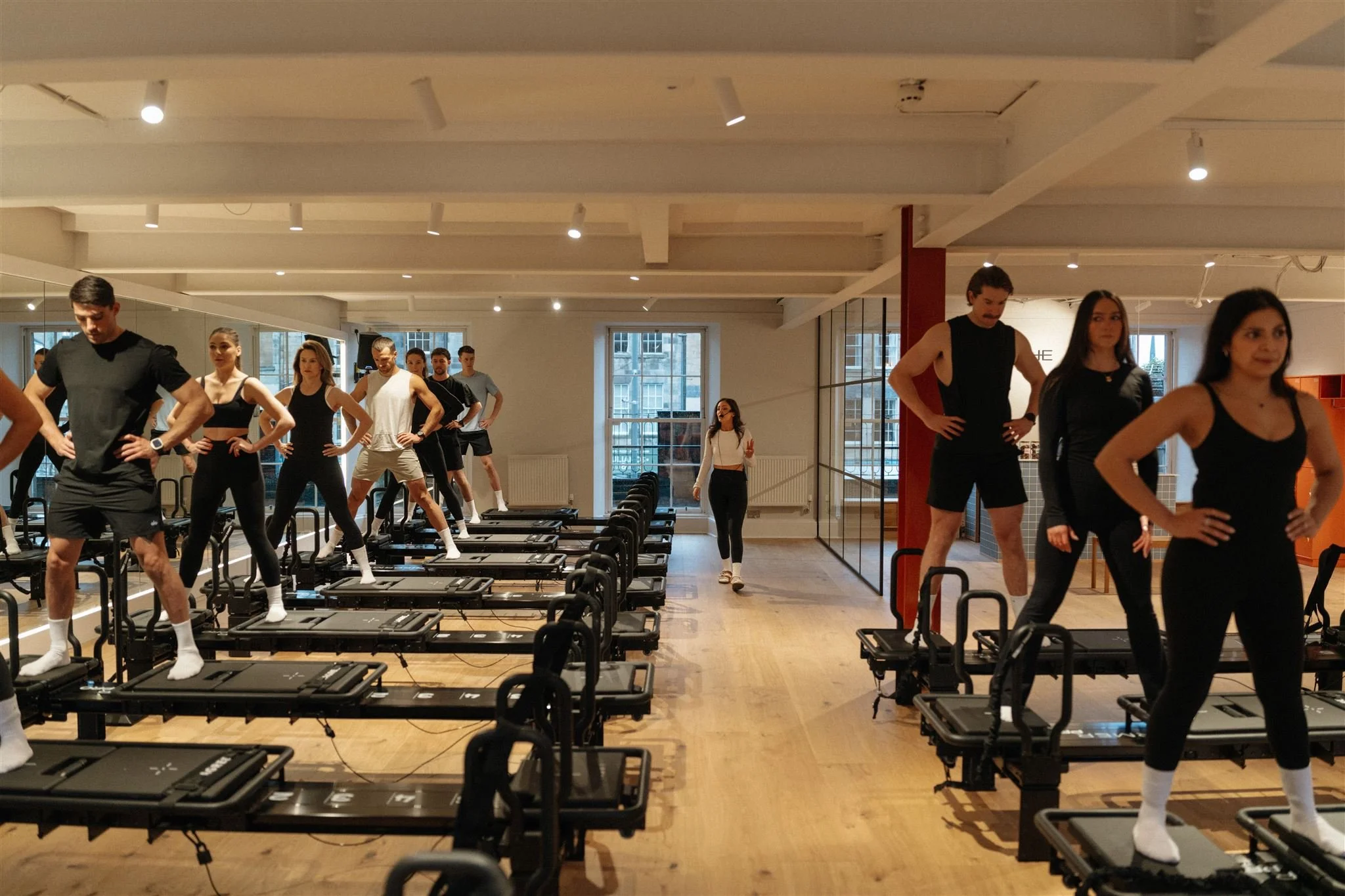 Group Lagree class at Tallie, Edinburgh. Sarah Reimann, UK's First Lagree Master Trainer.