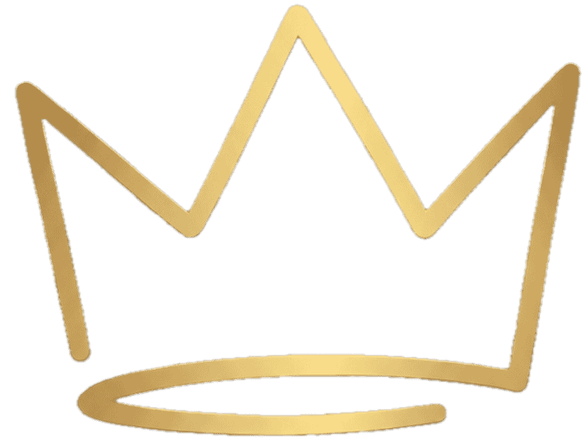 A simple gold crown outline on a black background.