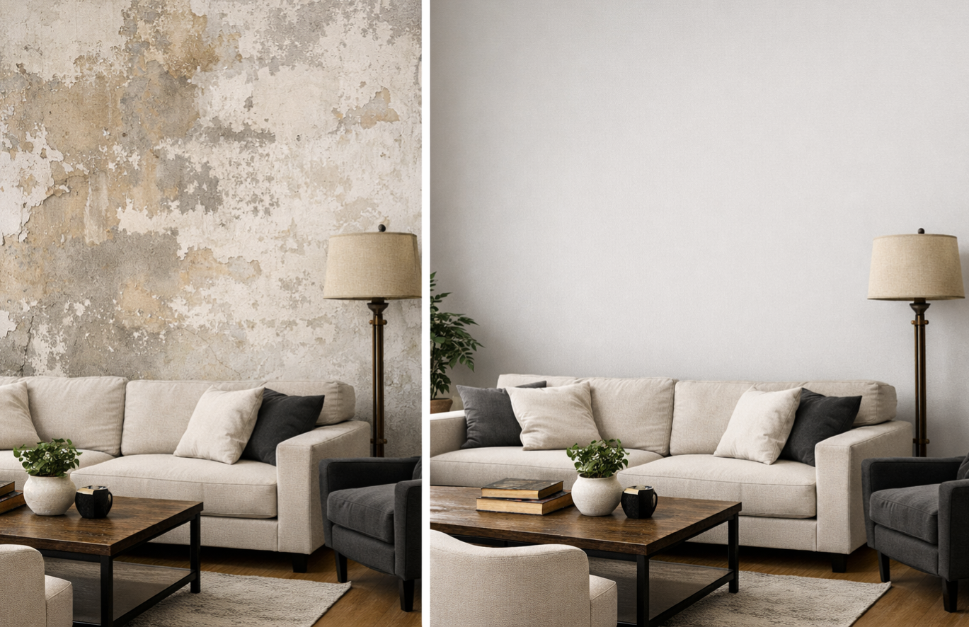 before and after of recently painted home