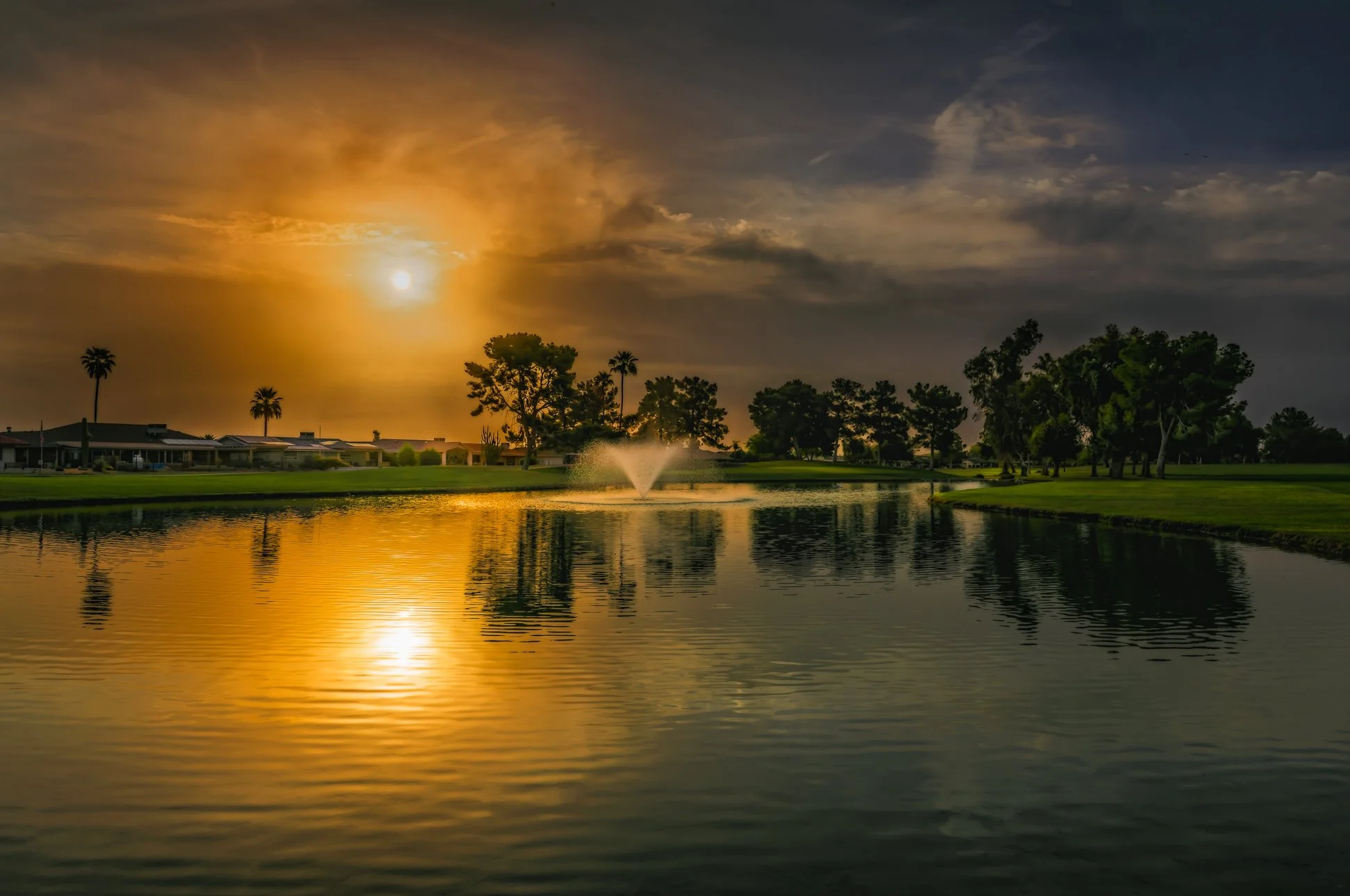 View of a sunrise at Union Hills Golf Club in Sun City, Arizona.