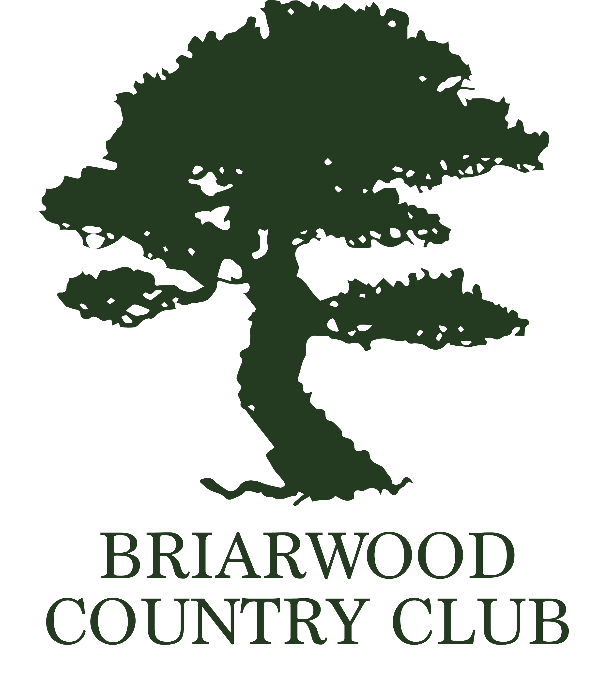 Logo for Briarwood Country Club in Sun City West, Arizona. Silhouette of a green Briar tree.