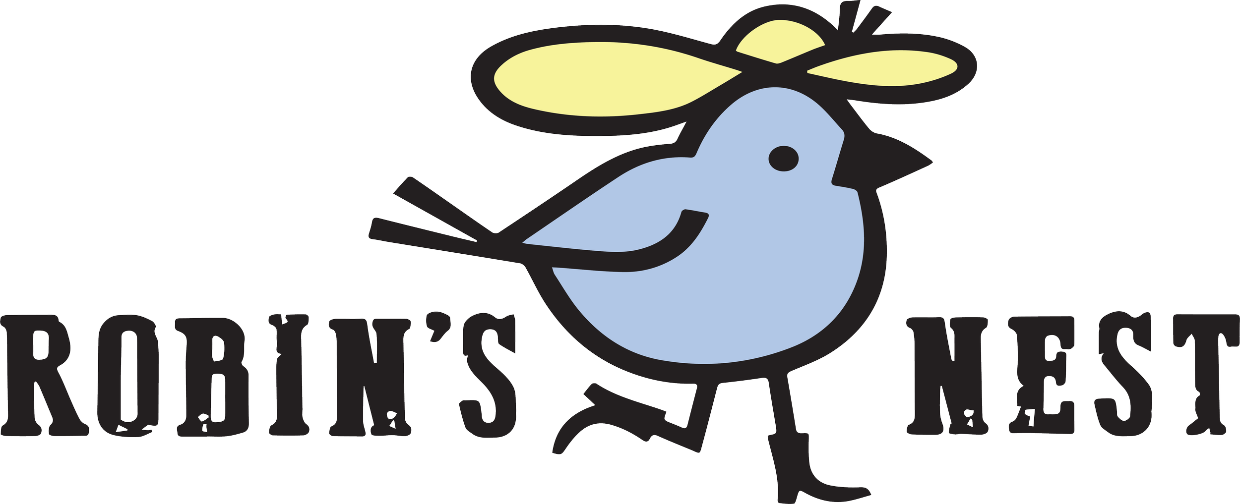 Logo featuring a cartoon blue bird designed by Forrest Richardson for the Robin's Nest bar at Scottsdale Country Club in Scottsdale, Arizona.