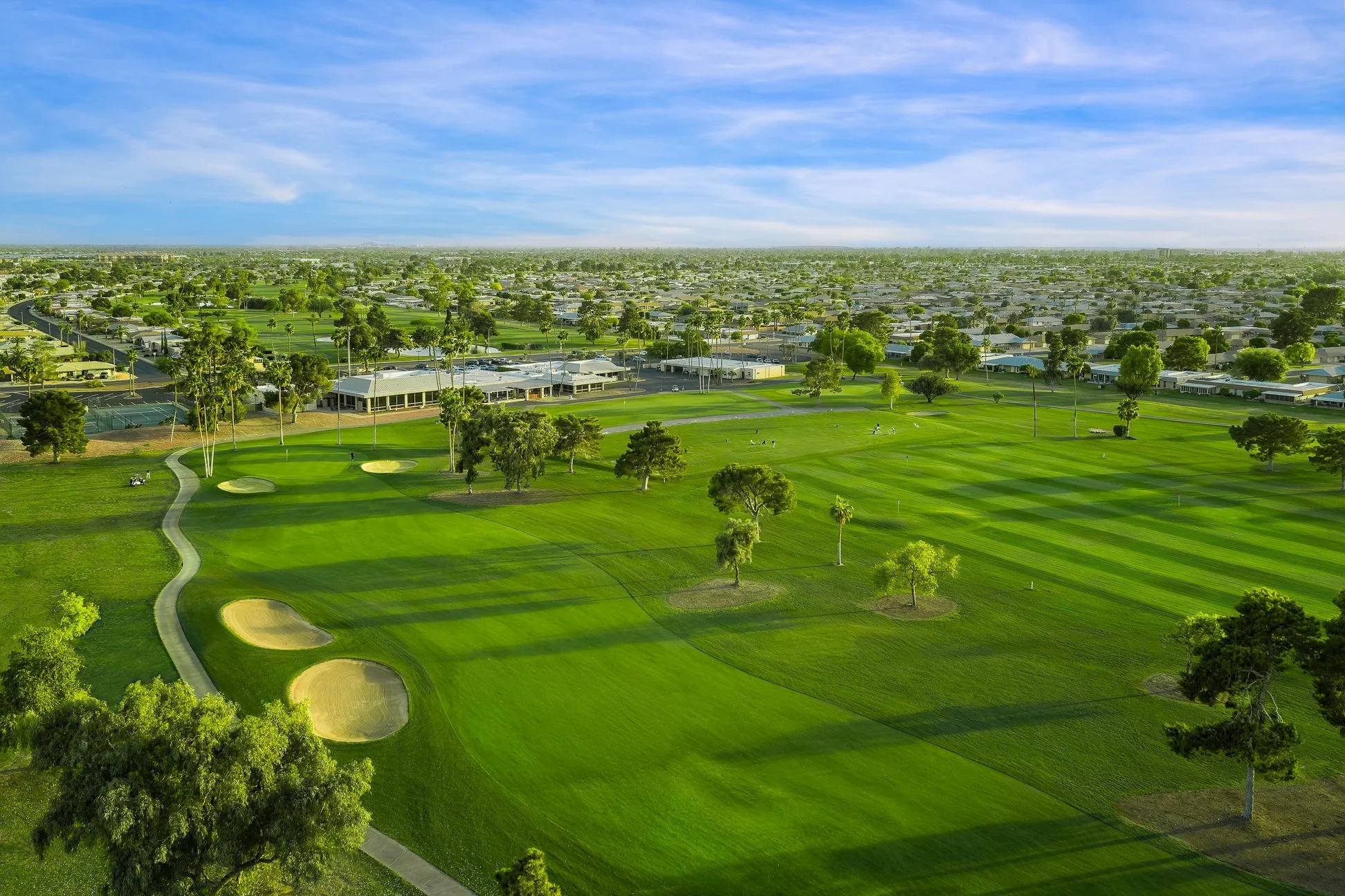 Aerial view of Palmbrook Golf Club in Sun City, Arizona.