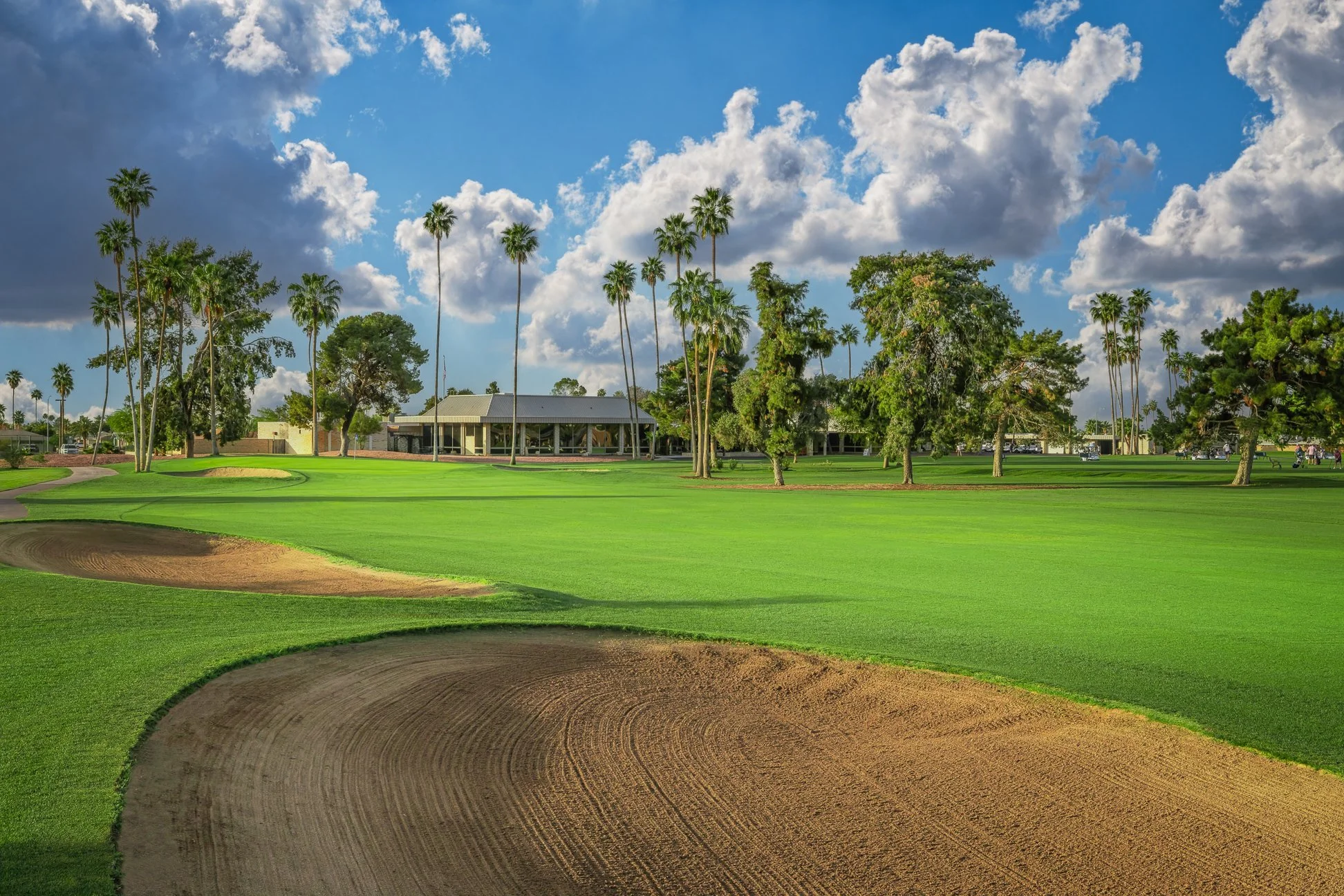 View of the 9th hole at Palmbrook Golf Club in Sun City, Arizona.
