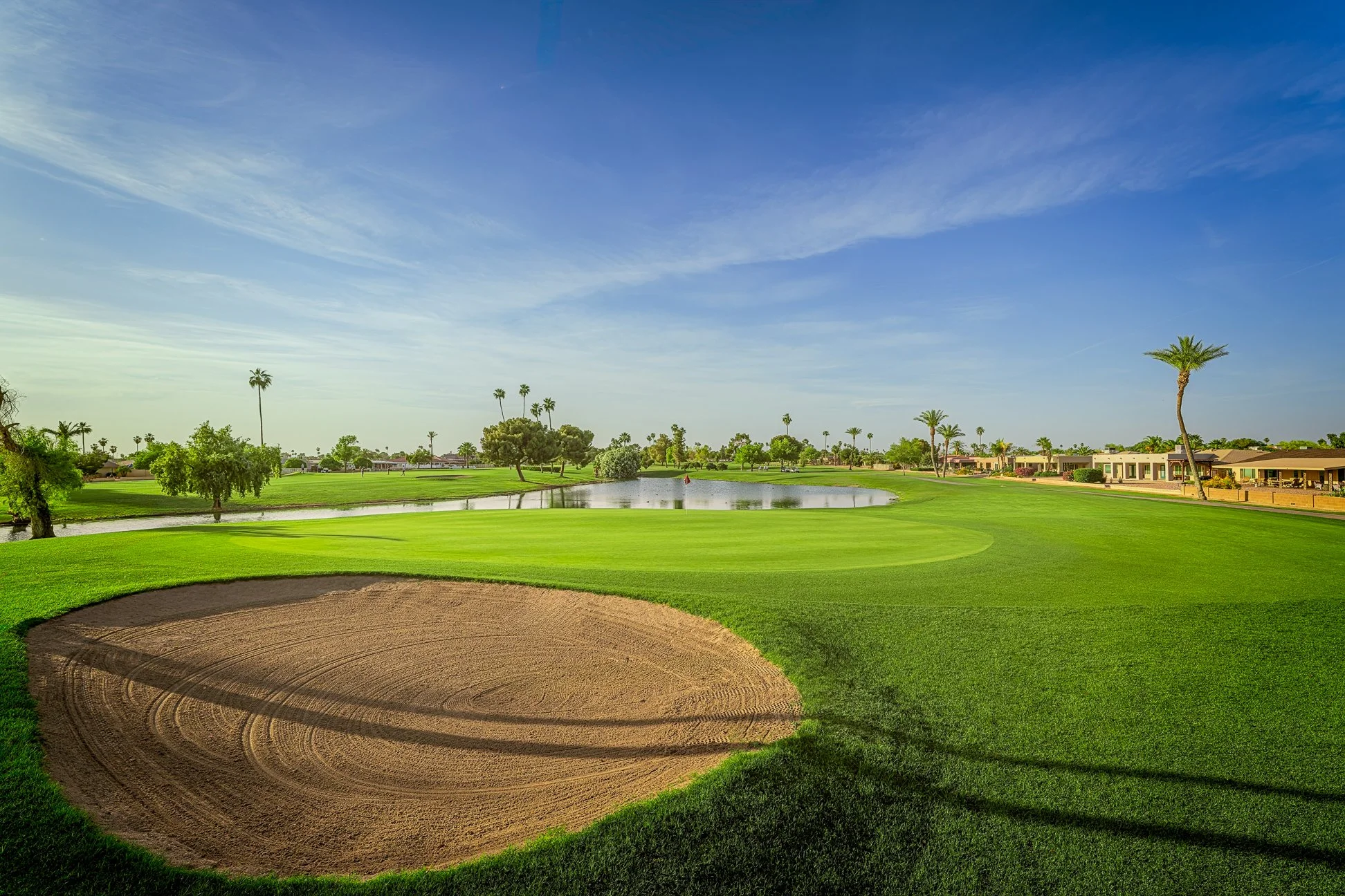 View of the 11th hole at Palmbrook Golf Club in Sun City, Arizona.