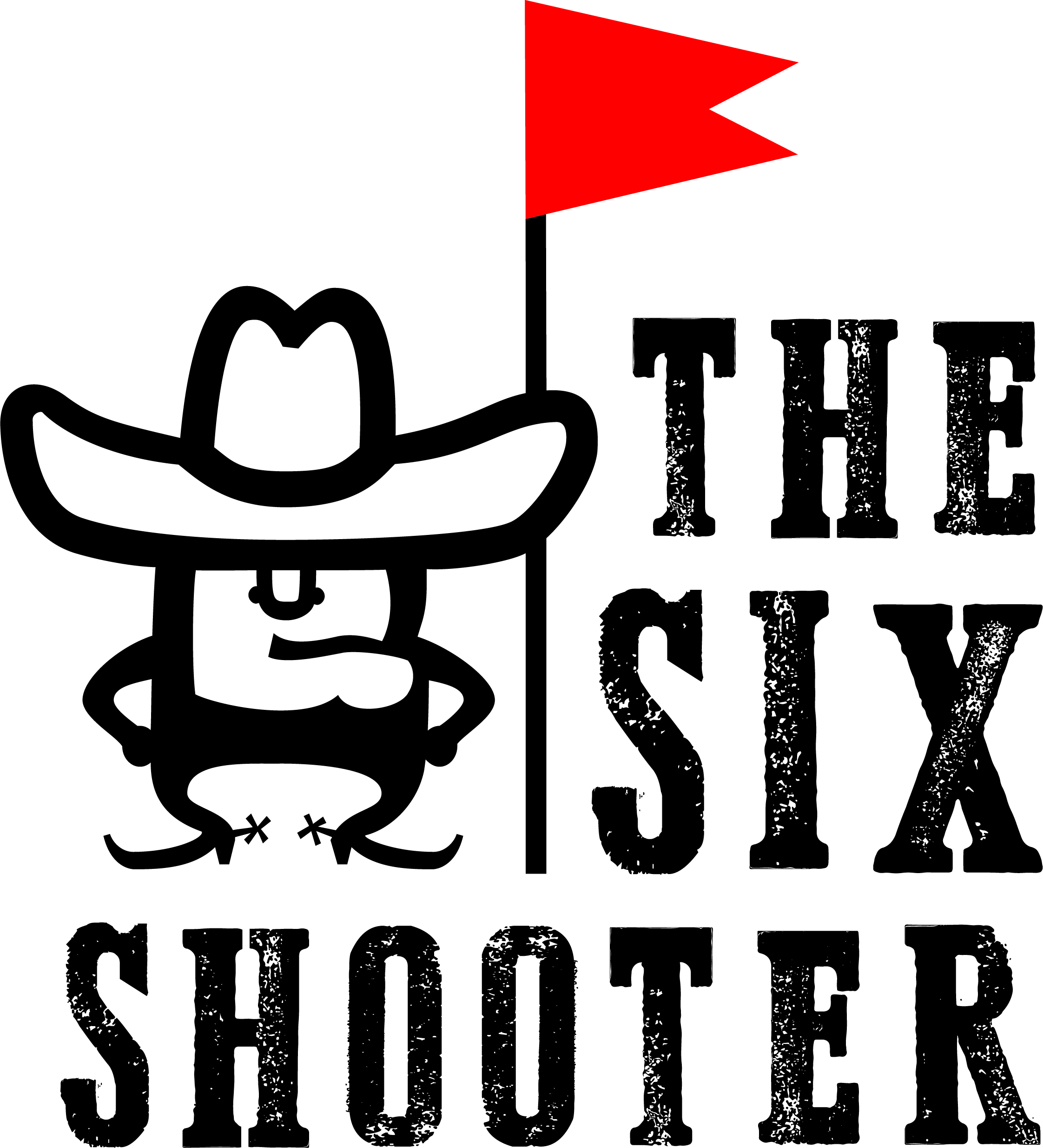 Black and red stylized cowboy logo designed by Forrest Richardson for the Six Shooter at Scottsdale Country Club in Scottsdale Arizona.
