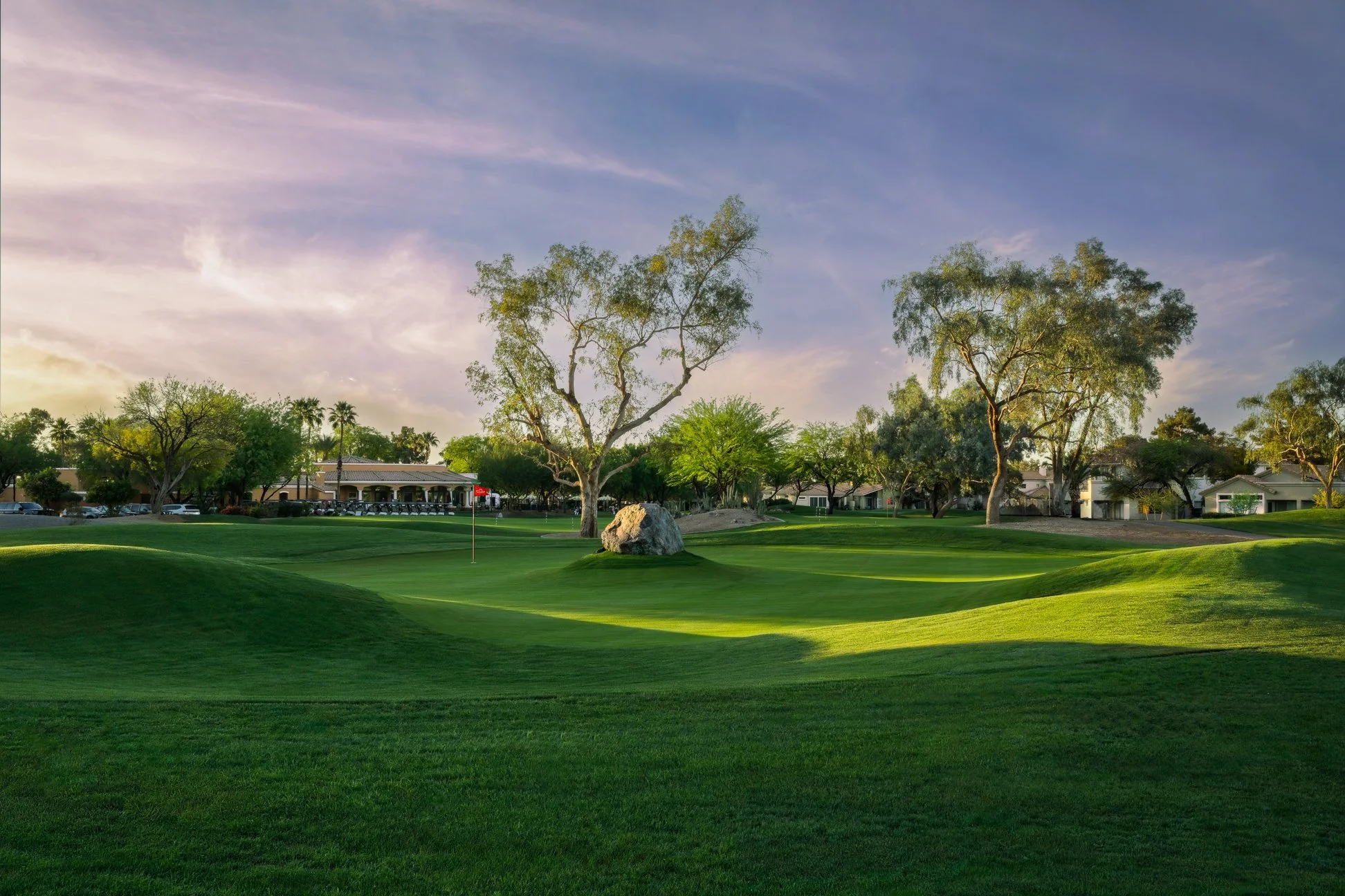 View of the Blue Boulder on the Six Shooter golf course at Scottsdale Country Club in Scottsdale Arizona.