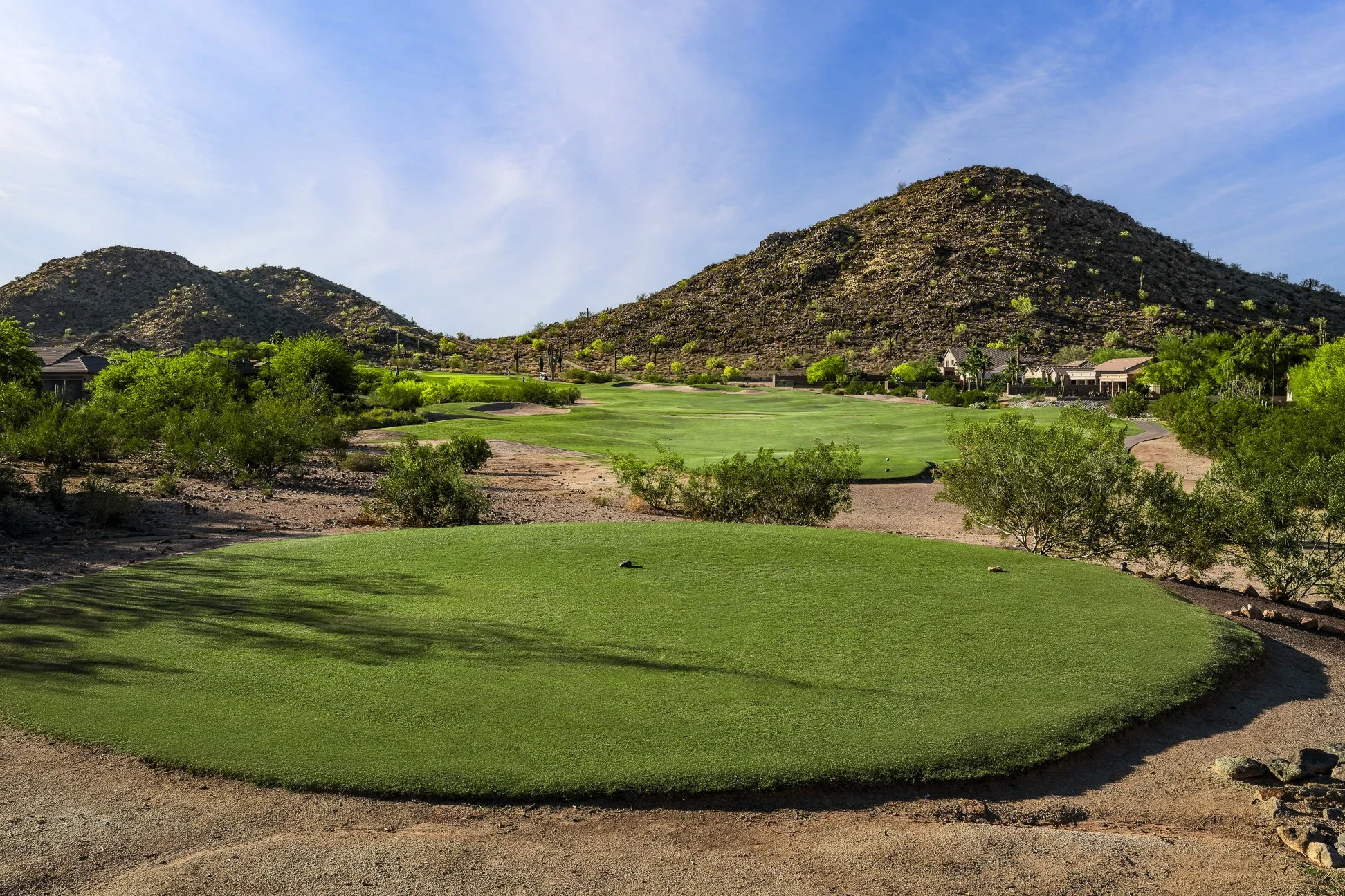 View from the tee boxes on the 12th hole at San Tan Highlands Golf Club in San Tan Valley, Arizona.