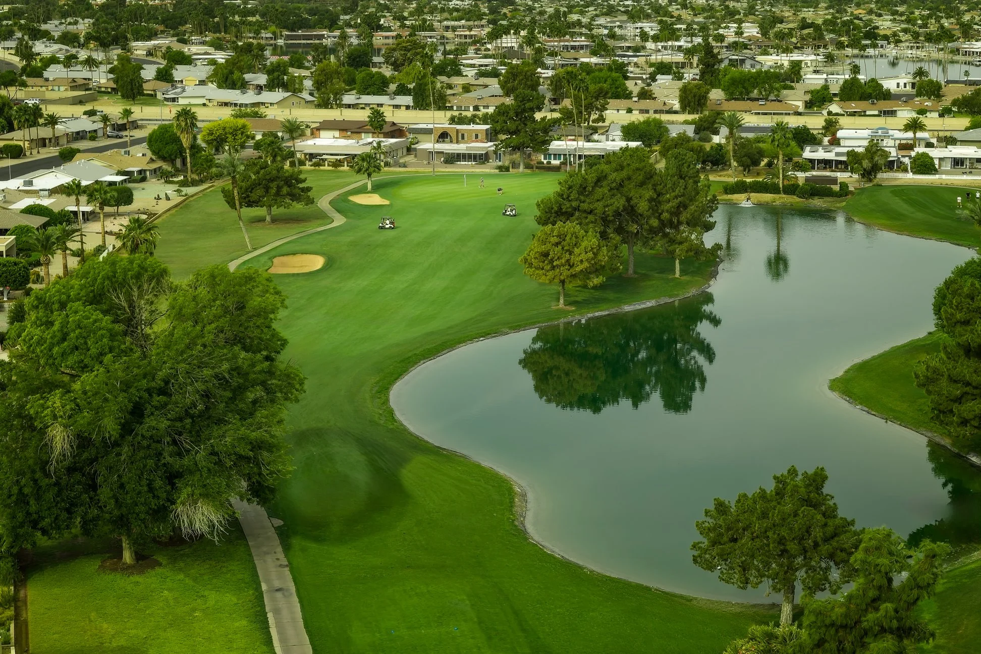Aerial view of Palmbrook Golf Club in Sun City, Arizona.