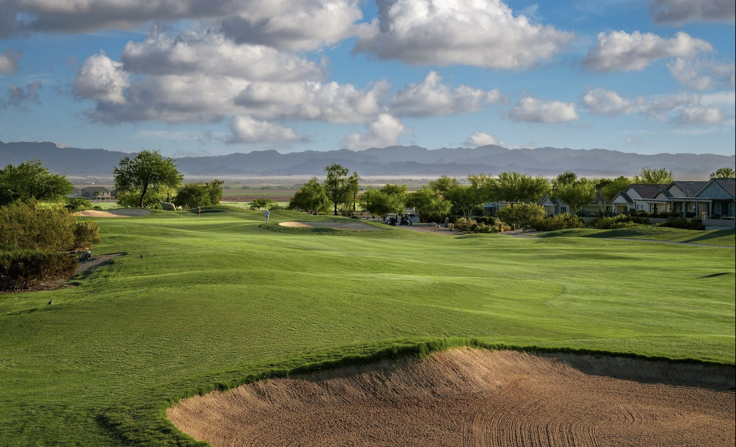 View of the 14th hole at San Tan Highlands Golf Club in San Tan Valley Arizona.