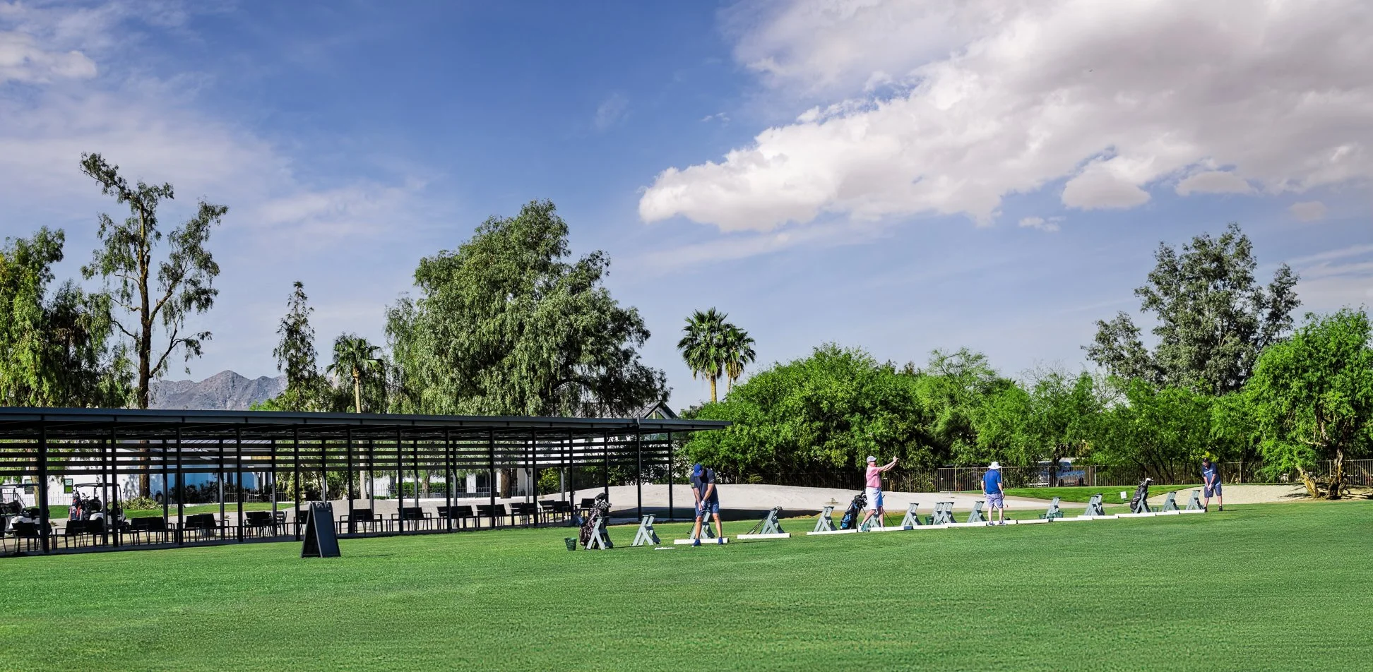 View of the driving range at Scottsdale Country Club in Scottsdale, Arizona.