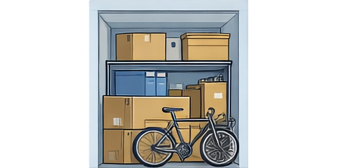 graphic showing what would fit in a small self storage unit