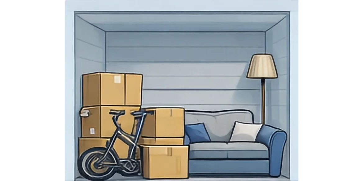 graphic showing what would fit in a medium storage unit