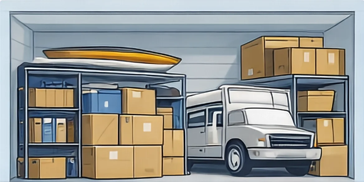 graphic showing what would fit in an extra large storage unit