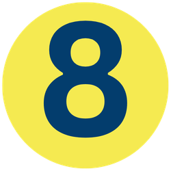 A yellow circle with a blue number 8 in the center.