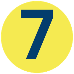 Number 7 on a yellow circular background.