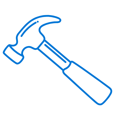 Blue outline of a hammer.