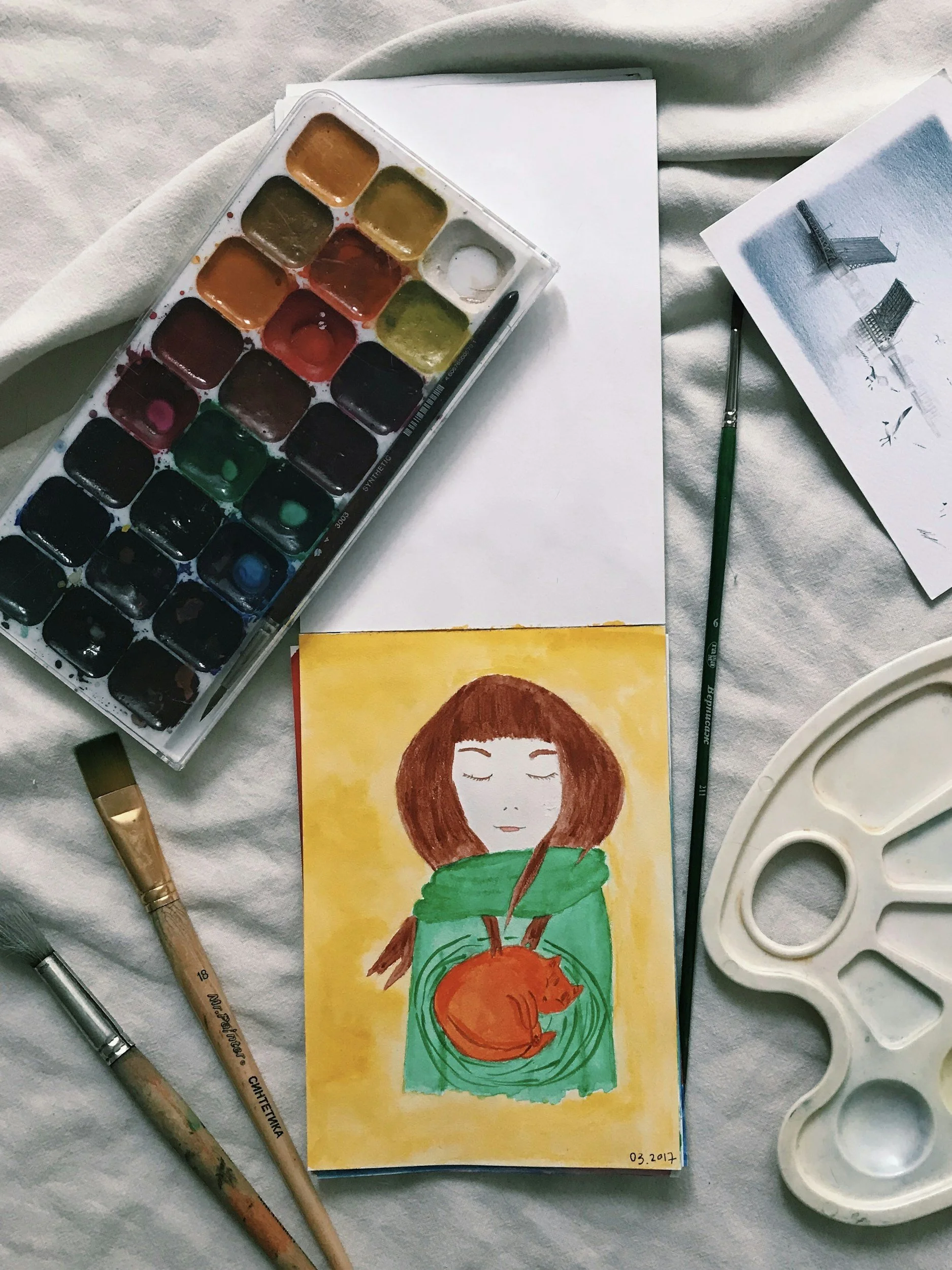 paints and picture of woman with a bear in her chest