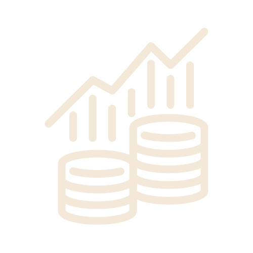 Line graph with upward trend and stacks of coins, representing financial growth or profit.