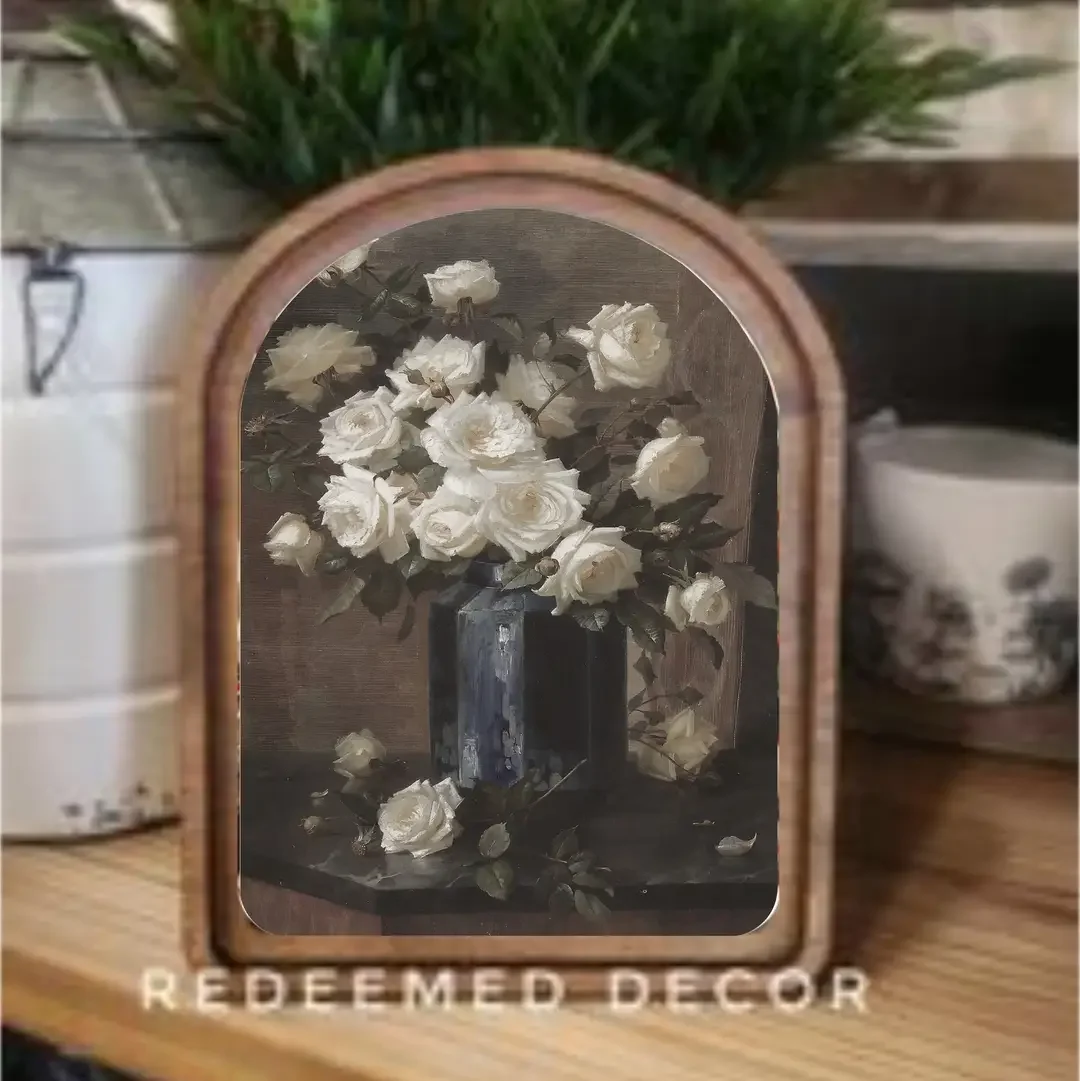 Arch Top Frame 6x8 (Moody Roses) $32